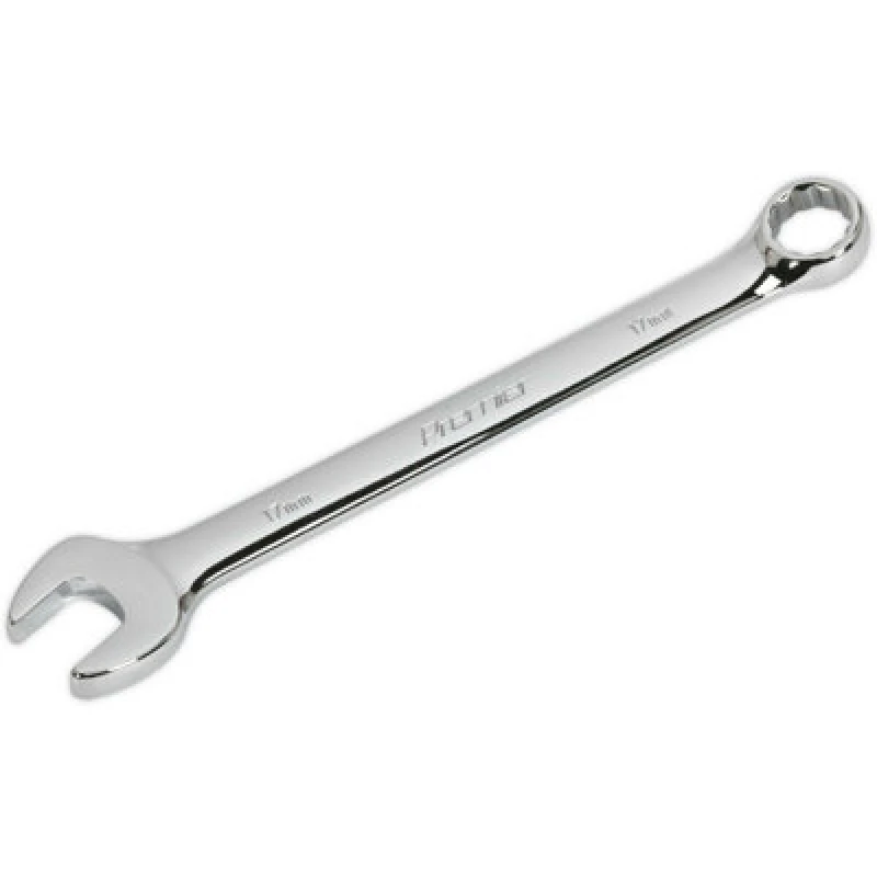 Image of Loops 17mm Steel Combination Spanner - Long Slim Design Combo Wrench - Chrome Vanadium Metallics