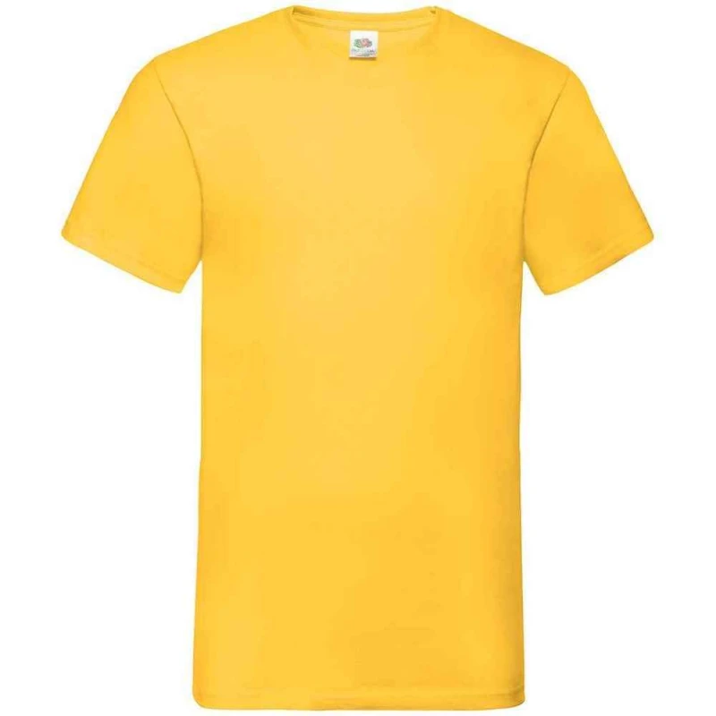 Image of Fruit Of The Loom Fruit of the Loom Men Valueweight V Neck T-Shirt in Yellow Size: Medium Yellow M Male 5063527506863