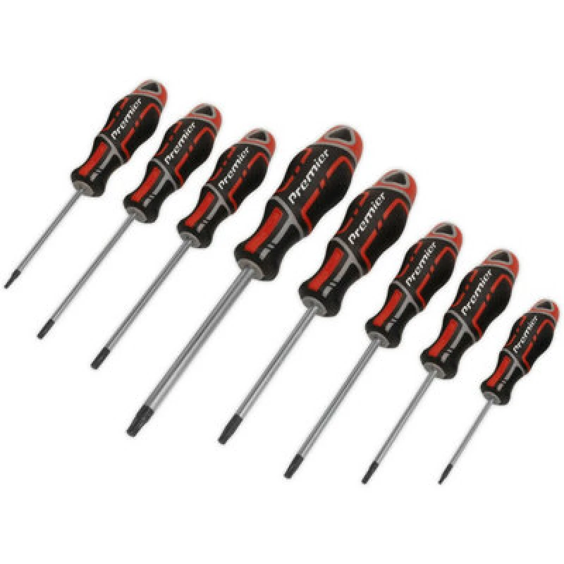 Image of Loops 8 PACK Premium Soft Grip Screwdriver Set - TRX Star Security Various Sizes RED Multi