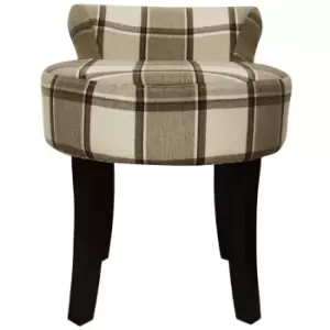Image of Techstyle Watsons Low Back Chair / Padded Stool With Wood Legs Mink Check
