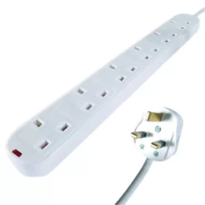 Image of 5m 6-Way Surge Protection Extension Lead White 27-6050S