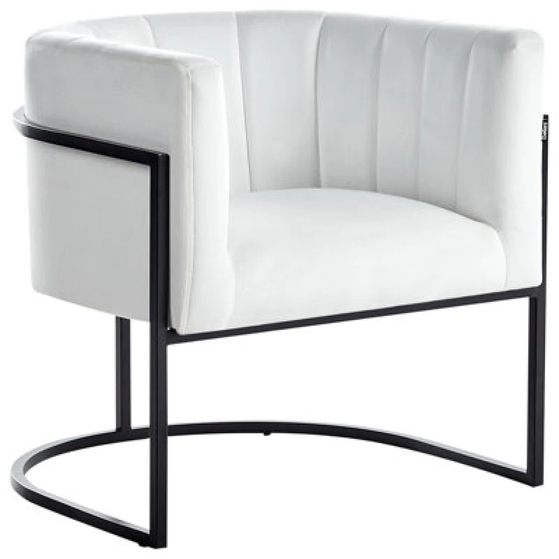 Image of Beliani Velvet Armchair White Larvik Ii