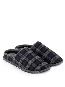 Image of TOTES Isotoner 50% Wool 360 Comfort Check Mule - Grey, Size 9, Men