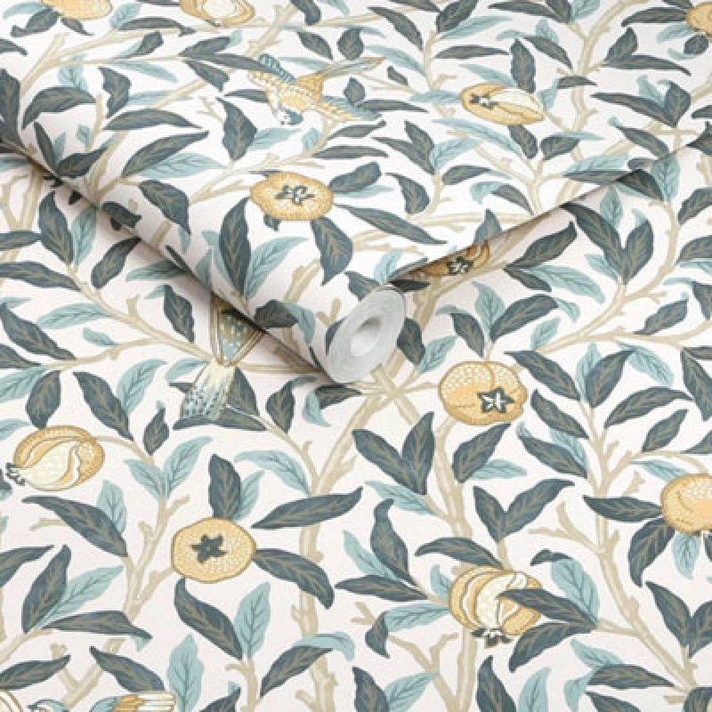 Image of William Morris At Home Bird & Pomegranate Cloudy Blues Wallpaper