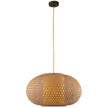 Image of Fan Europe Lighting - Fan Europe ZEN Wire Frame Pendant Ceiling Light Wood 60x35cm