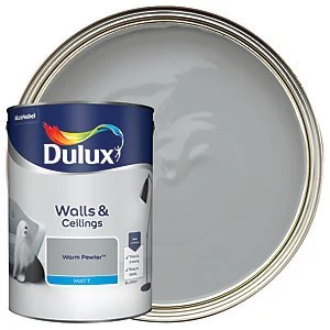 Image of Dulux Walls & Ceilings Warm Pewter Matt Emulsion Paint 5L