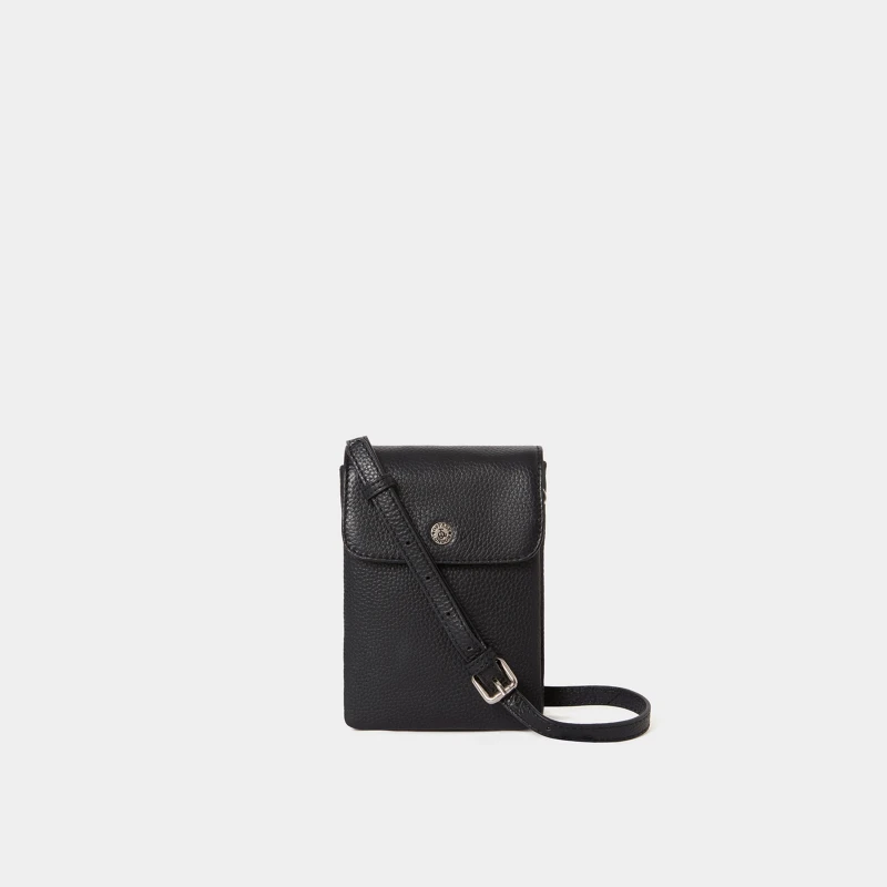 Image of OSPREY LONDON Womens The Madison Leather Phone Bag in Black Female One Size