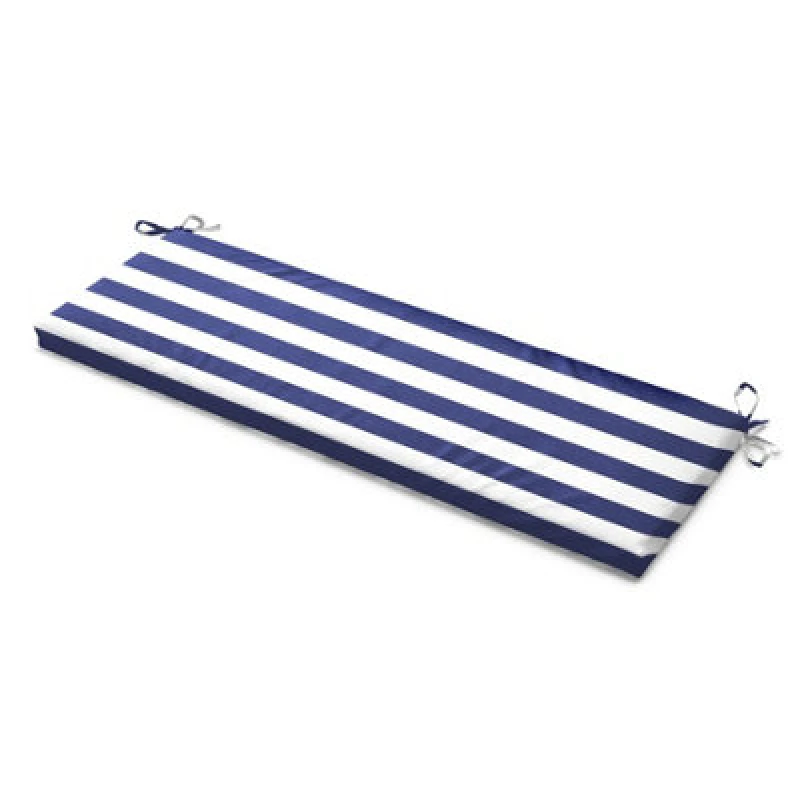 Image of Luxury Living Wide Striped Garden Bench Seat Pad Blue