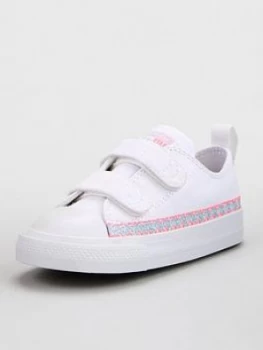 Image of Converse Chuck Taylor All Star 2V Ox Friendship Bracelet Toddler Trainer - White, Size 5
