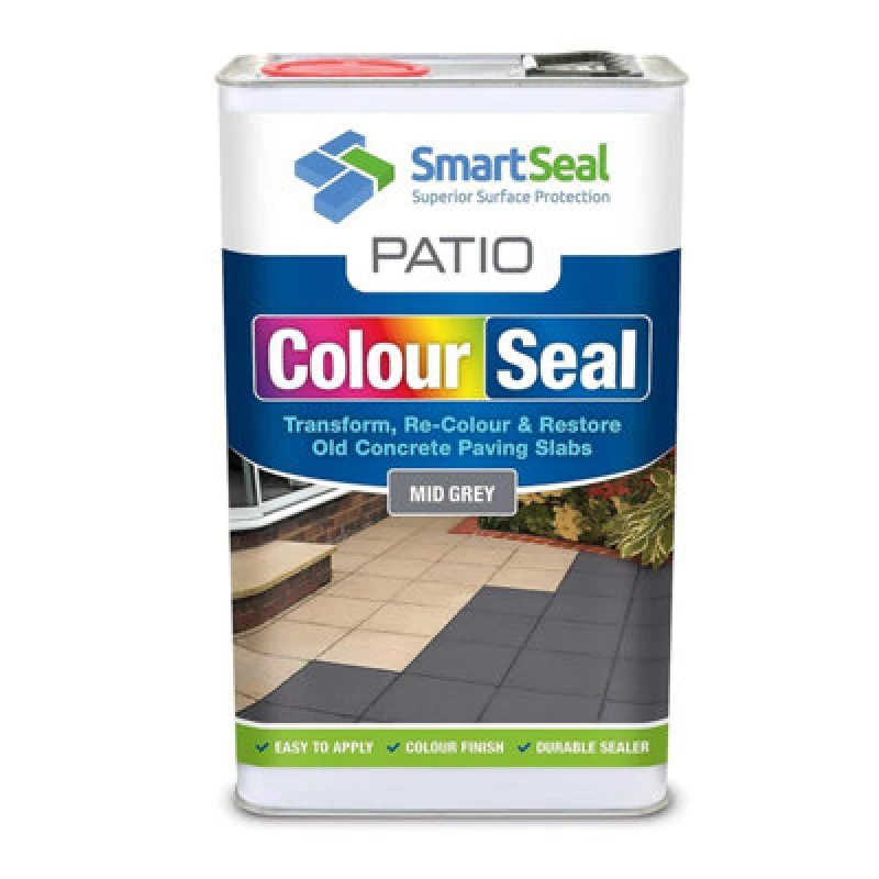 Image of Smartseal Patio Colourseal Mid Grey, Seal And Restore Concrete Paving Slabs, Concrete Paint For Patio, 5L 5.061E+12