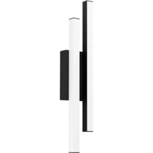 Image of Eglo Townshend 5 Black And Natural, Metal And Wood, 2 Light Floor Lamp - black