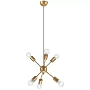 Image of Ruby Contemporary Multi Arm Pendant Ceiling Light Golden, 6x E27