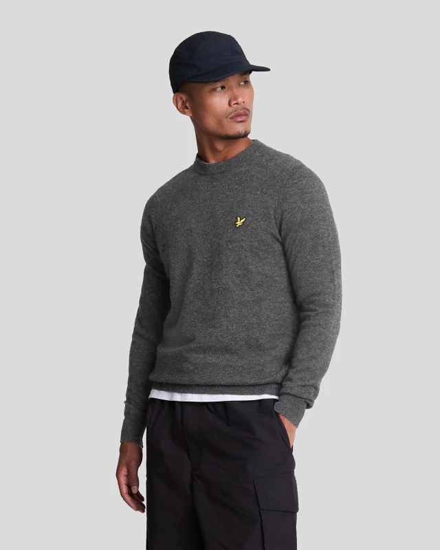 Image of Lyle & Scott Mens Lambswool Blend Crew Neck Jumper in Charcoal Marl
