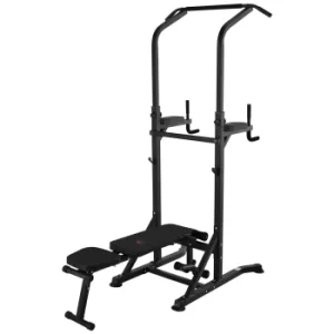 Image of HOMCOM Exercise Pullup Weight Machine Power Tower with Multiple Adjustable Positions for Strengthening Many Muscles