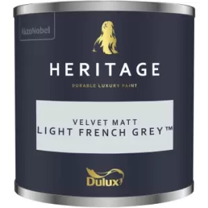 Image of Dulux Heritage Velvet Matt Light French Grey Matt Emulsion Paint 125ml