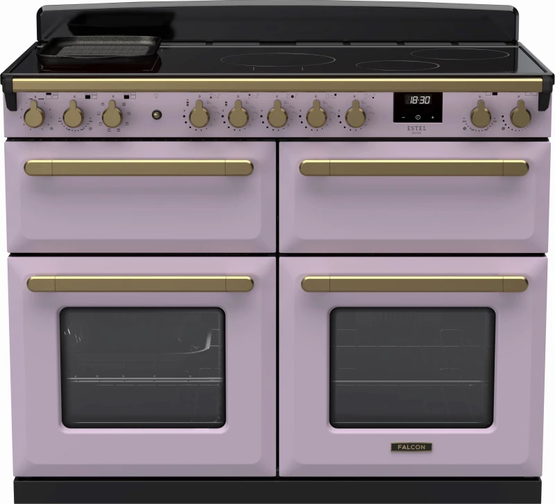 Image of Rangemaster Estel Deluxe ESDLB110EIPHTH/AB1 110cm wide Electric Range Cooker with Induction Hob - Heather / Antique Brass - A Rated