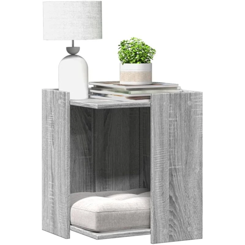 Image of vidaXL Cat Litter Box Enclosure Grey Sonoma 42x42x51cm Engineered Wood, Grey 857747