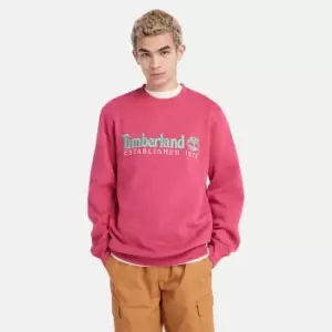 Image of Timberland Est. 1973 Logo Crew Sweatshirt For Men In Pink Pink, Size M