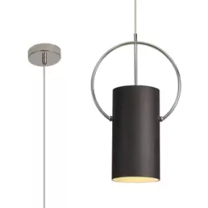 Image of Luminosa Ripley Single Ceiling Pendant, E27, Black, Polished Chrome