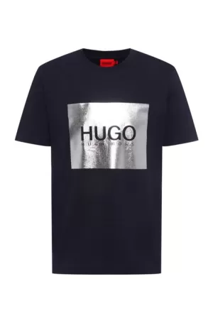 Image of Hugo Boss Dolive Metallic Logo T-Shirt Navy Size L Men