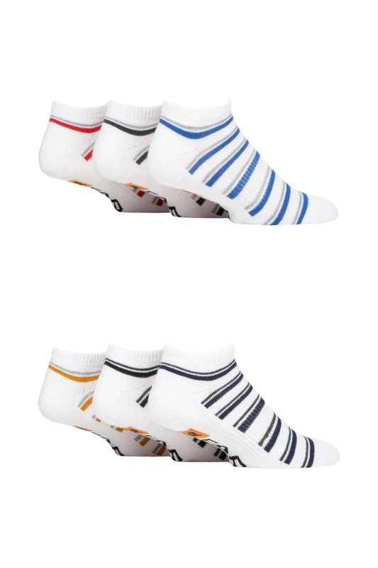 Image of Farah Men Mens 6 Pair Farah Plain, Patterned and Striped Trainer Socks in Off White Size: 6-11 Off White 6-11 Male 5019041656621