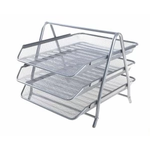 Image of Mesh 3 Tier Letter Tray, Silver