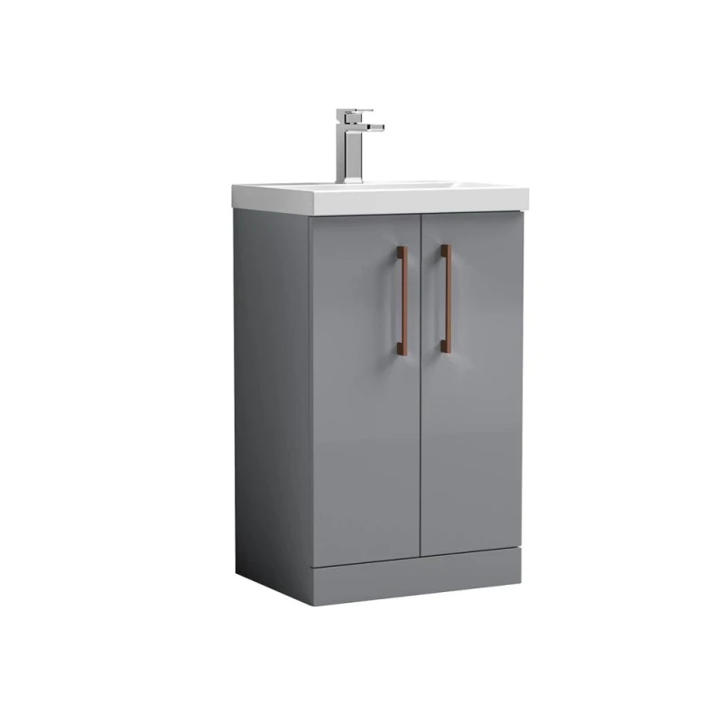 Image of Balterley Modern Bathroom 2 Soft Close Door Vanity Unit Basin, Grey, 500mm in Grey Grey Unisex
