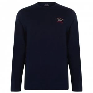 Image of Paul And Shark Crew Logo Long Sleeve T Shirt - Navy 013