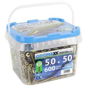 Image of Optimaxx Pz Countersunk Zinc & Yellow Passivated Double Reinforced Woodscrew Maxxtub - 5 X 50mm Pack Of 600