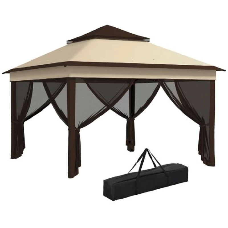 Image of Outsunny 3x3m Pop Up Adjustable Gazebo w/ Netting - Beige, Cream 84C-463V00BG