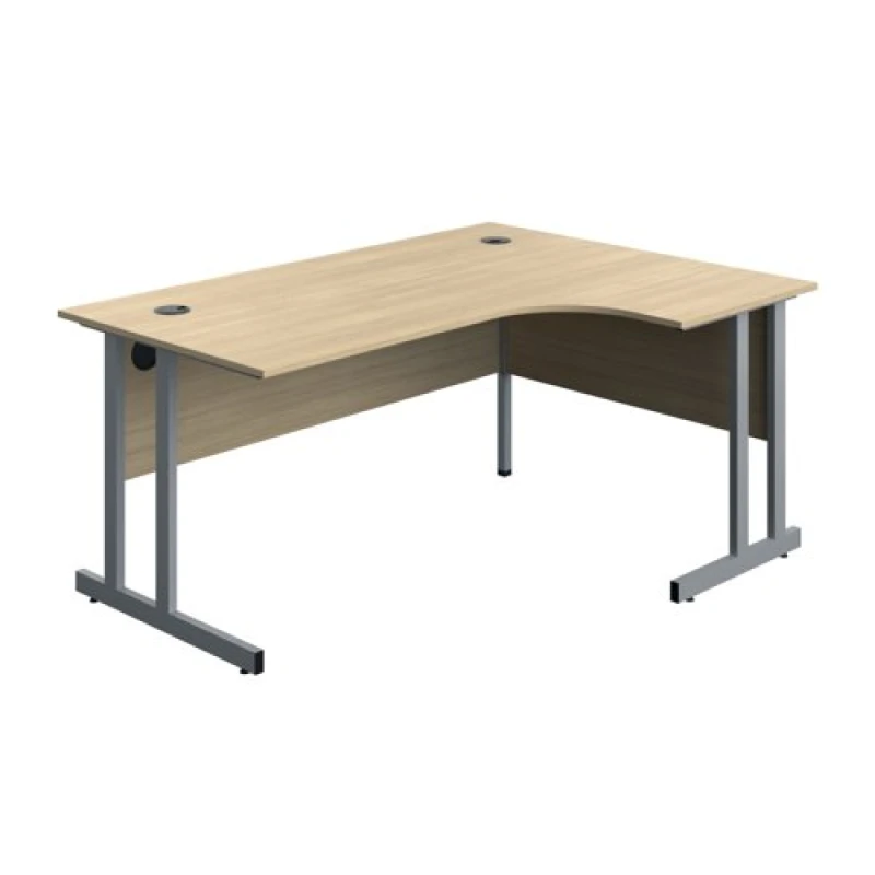 Image of Serrion Twin Upright Right Hand Corner Desk 1600x1200x730mm Oak/Silver KF800257