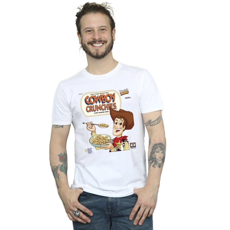 Image of Disney Men Toy Story Woody Cowboy Crunchies T-Shirt in White Size: Small White S Male 5063283479166