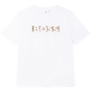 Image of Boss Gold Logo T Shirt - White