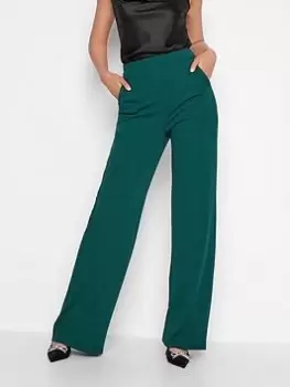 Image of Long Tall Sally Green Scuba Wide Leg Trouser 34", Green, Size 14, Length 36, Women