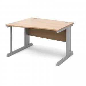 Image of Vivo Left Hand Wave Desk 1200mm - Silver Frame Beech Top