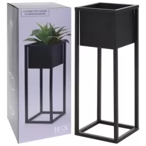 Image of Home&Styling Flower Pot on Stand Metal Black 60 cm
