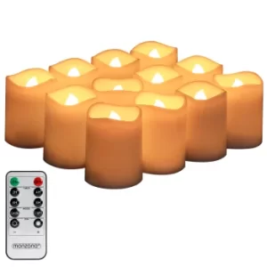 Image of LED Candles Real Wax 12Pcs incl. Remote