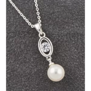 Image of Elegant Diamond & Hanging Pearl Necklace