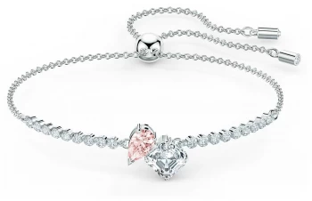 Image of Swarovski Attract Soul Rhodium Plated Bracelet Pink Jewellery