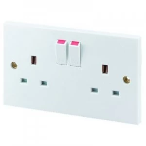 Image of Wickes 13A Twin Switched Plug Socket - White