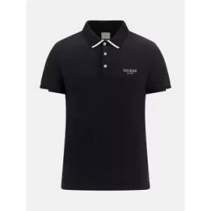 Image of Guess Nolan Short Sleeve Polo Shirt - Black
