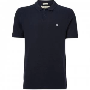 Image of Original Penguin Raised Rib Short Sleeve Polo Shirt - Navy