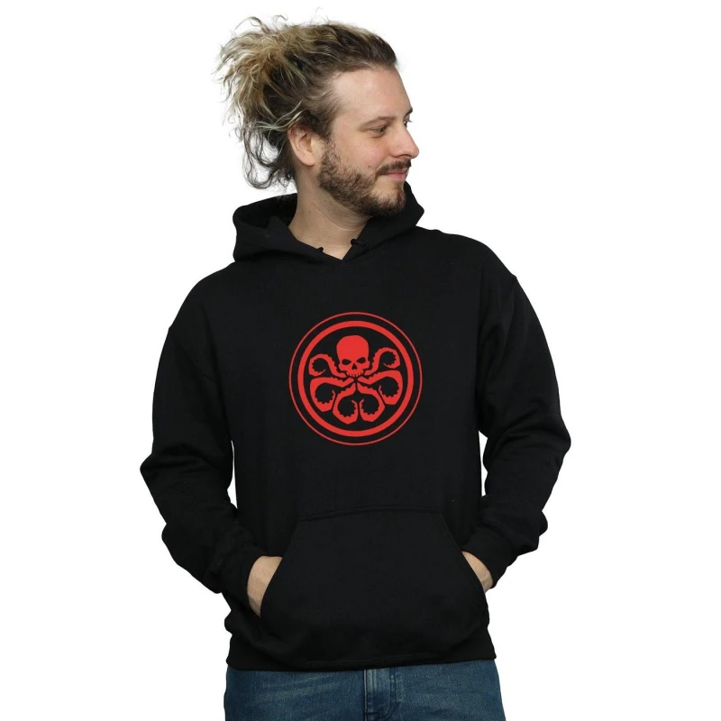 Image of Marvel Marvel Men Hydra Logo Hoodie in Black Size: Small Black S Male 5057864508581