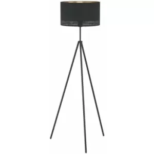 Image of Loops - Floor Lamp Light Colour Black Shade Black Inner Gold Outer Fabric Bulb E27 1x40W
