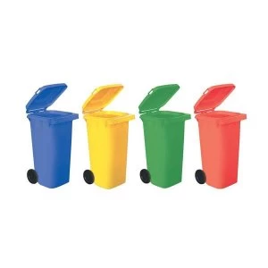 Image of Wheelie Bin 120 Litre High Density Polythene Red with Rear Wheels