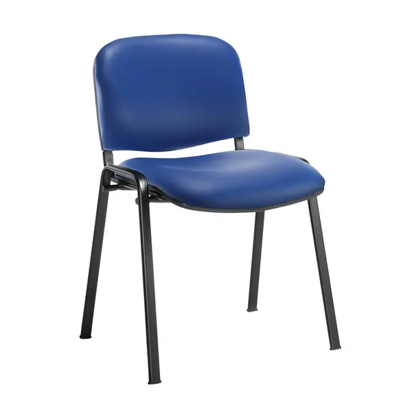 Image of Taurus Stackable Waiting Room Chair with No Arms - Black Frame - Ocean Blue vinyl