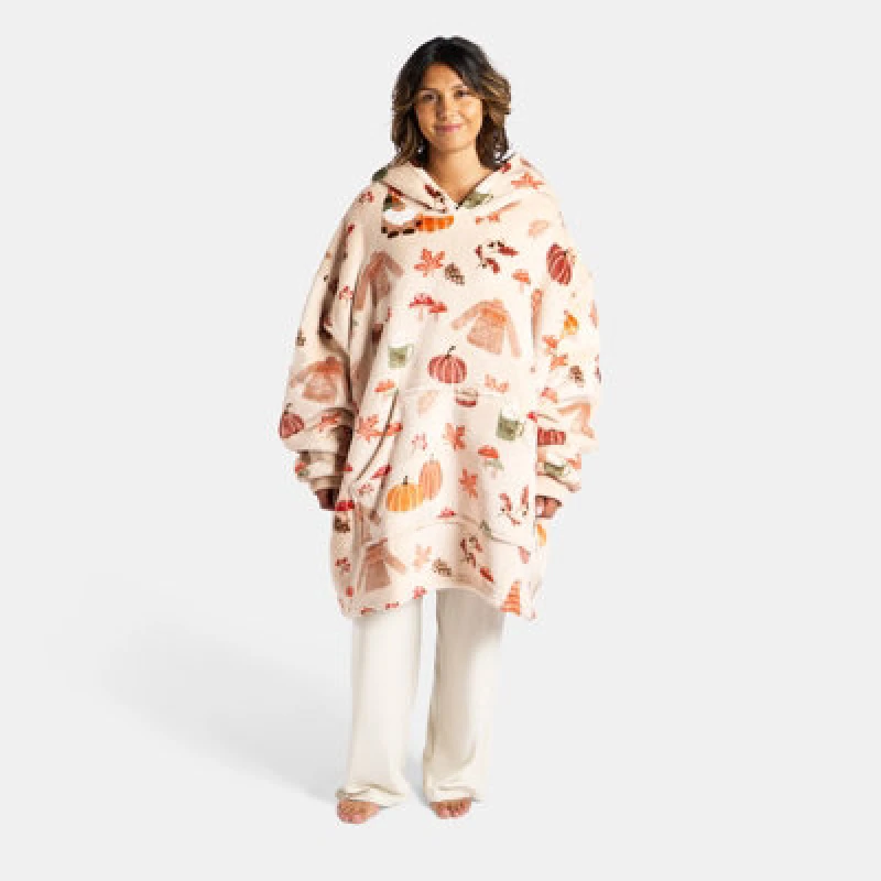Image of OHS OHS Autumn Hoodie Blanket Wearable Fleece Soft Throw Oversized in Orange Orange One Size Unisex 5027434164707