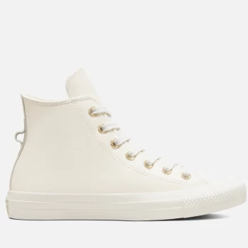 Image of Converse Womens Chuck Taylor All Star Earthy Tones Hi-Top Trainers - Egret/Egret/Light Gold - UK 5
