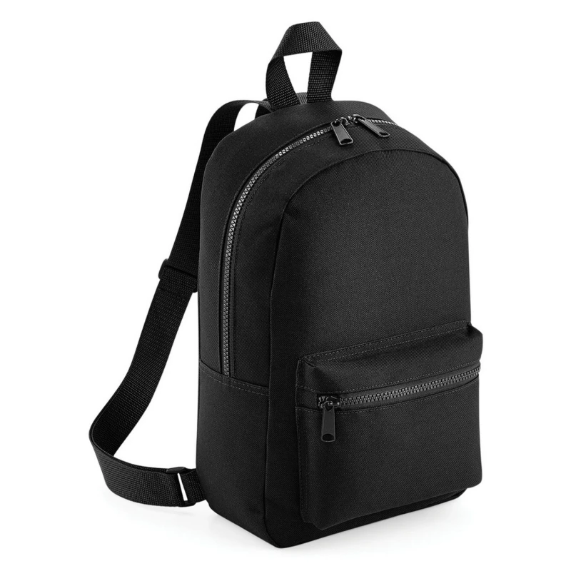 Image of Bagbase Mens Mini Essential Backpack Rucksack Bag in Black Male