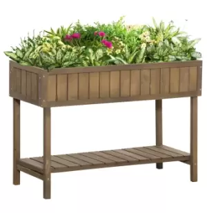 Image of Outsunny Wooden Planter Raised Bed Container Garden Plant Stand Bed 8 Boxes 110L x 46W x 76Hcm Brown